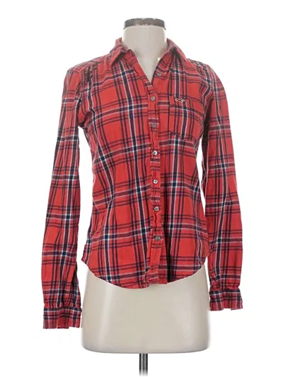 Pre-owned Hollister Long Sleeve Button Down Shirt In Red