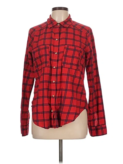 Pre-owned Hollister Long Sleeve Button Down Shirt In Red
