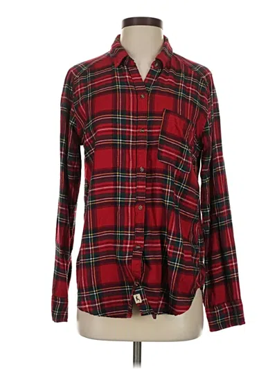 Pre-owned Hollister Long Sleeve Button Down Shirt In Red