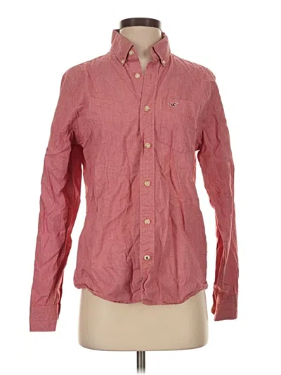 Pre-owned Hollister Long Sleeve Button Down Shirt In Red