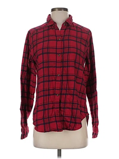 Pre-owned Hollister Long Sleeve Button Down Shirt In Red