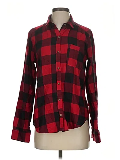 Pre-owned Hollister Long Sleeve Button Down Shirt In Red