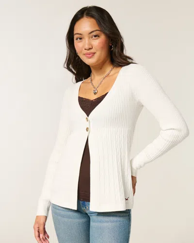 Hollister Long-sleeve Flyaway Babydoll Cardigan In White