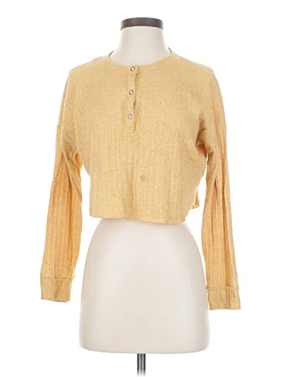 Pre-owned Hollister Long Sleeve Henley Shirt In Gold