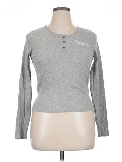 Pre-owned Hollister Long Sleeve Henley Shirt In Gray
