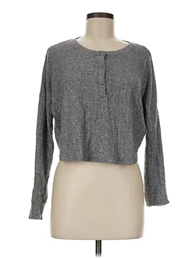 Pre-owned Hollister Long Sleeve Henley Shirt In Gray