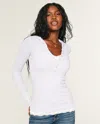 Hollister Long-sleeve Hooded Henley In White