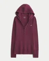 Hollister Long-sleeve Hooded Henley In Purple