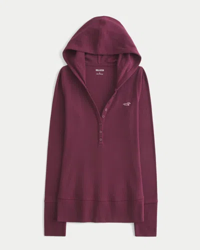 Hollister Long-sleeve Hooded Henley In Purple