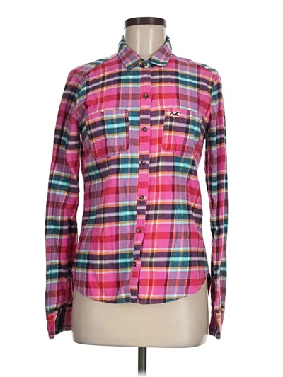 Pre-owned Hollister Long Sleeve Polo Shirt In Pink