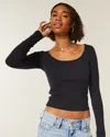 Hollister Long-sleeve Scoop Top In Black