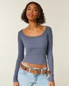 Hollister Long-sleeve Scoop Top In Gray