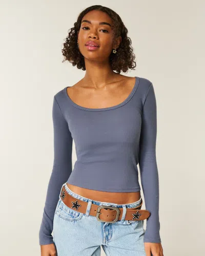 Hollister Long-sleeve Scoop Top In Gray
