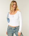 Hollister Long-sleeve Scoop Top In White