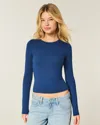 Hollister Long-sleeve Seamless Fabric Crew Baby Tee In Blue
