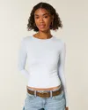 Hollister Long-sleeve Seamless Fabric Crew Baby Tee In White