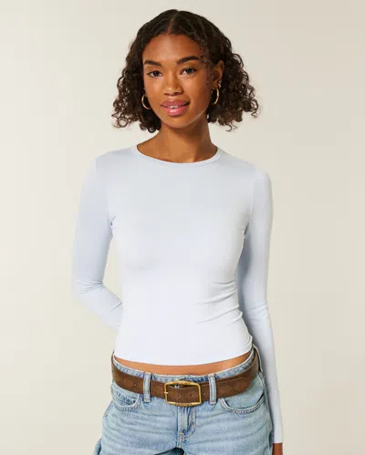Hollister Long-sleeve Seamless Fabric Crew Baby Tee In White