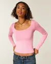 Hollister Long-sleeve Seamless Fabric Scoop Baby Tee In Pink