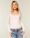 Hollister Long-sleeve Seamless Fabric Square-neck Baby Tee In Pink