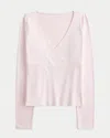 Hollister Long-sleeve Seamless Fabric Wrap Top In Pink