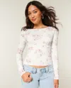 Hollister Long-sleeve Slash-neck Top In Multi