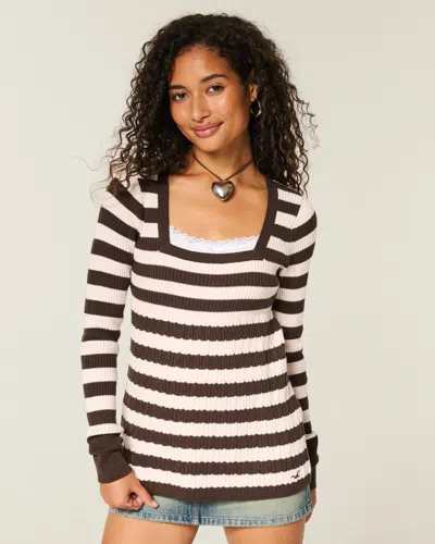 Hollister Long-sleeve Square-neck Babydoll In Multi