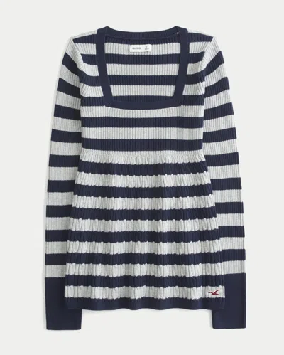 Hollister Long-sleeve Square-neck Babydoll In Blue