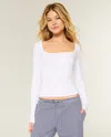 Hollister Long-sleeve Square-neck Top In White