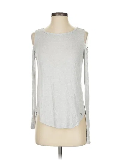 Pre-owned Hollister Long Sleeve Top Gray Cold Shoulder Neckline Tops