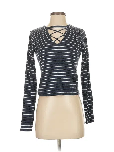 Pre-owned Hollister Long Sleeve Top Gray Keyhole Neckline Tops