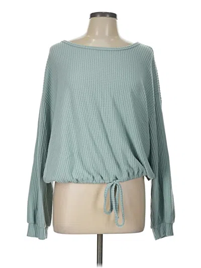 Pre-owned Hollister Long Sleeve Top Green Boatneck Tops