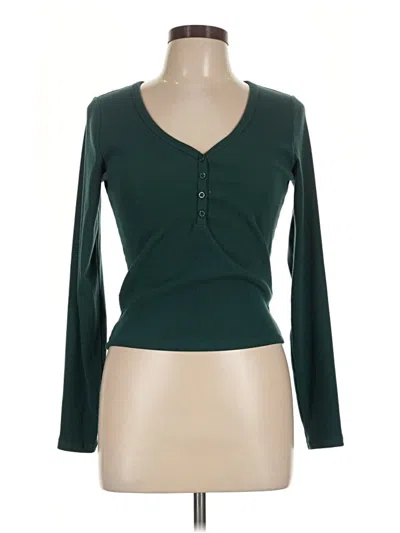 Pre-owned Hollister Long Sleeve Top Green Sweetheart Neckline Tops