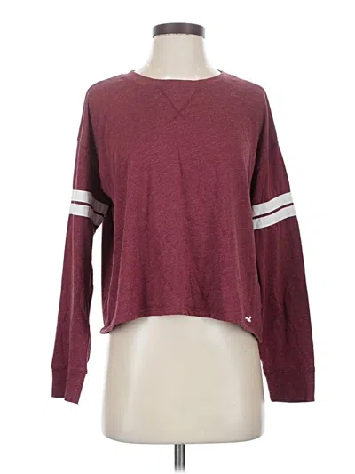 Pre-owned Hollister Long Sleeve T-shirt In Burgundy