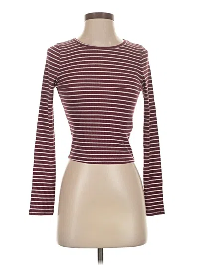 Pre-owned Hollister Long Sleeve T-shirt In Burgundy