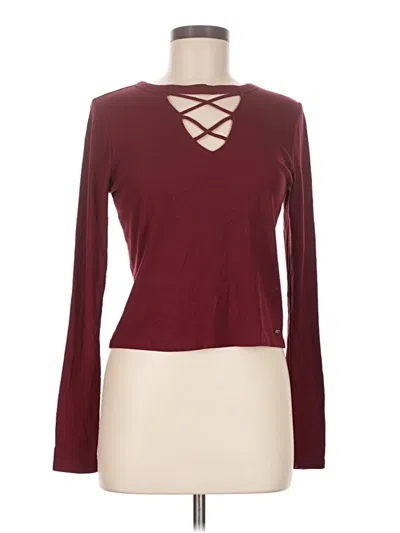 Pre-owned Hollister Long Sleeve T-shirt In Burgundy