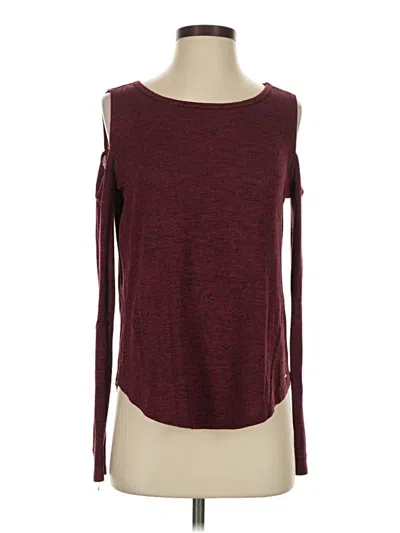 Pre-owned Hollister Long Sleeve T-shirt In Burgundy