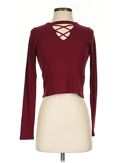 Pre-owned Hollister Long Sleeve T-shirt In Burgundy