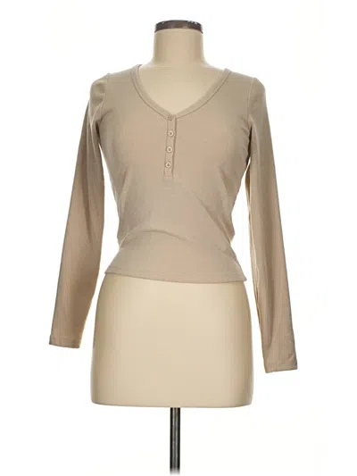 Pre-owned Hollister Long Sleeve T-shirt In Tan
