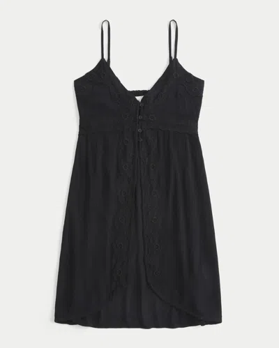 Hollister Longline Lace Detail Duster Tank In Black