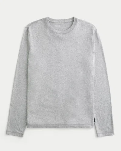 Hollister Long-sleeve Cotton Layering T-shirt In Gray