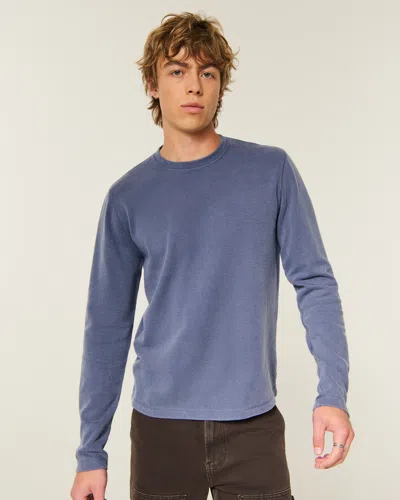 Hollister Long-sleeve Slim Rib Crew T-shirt In Blue