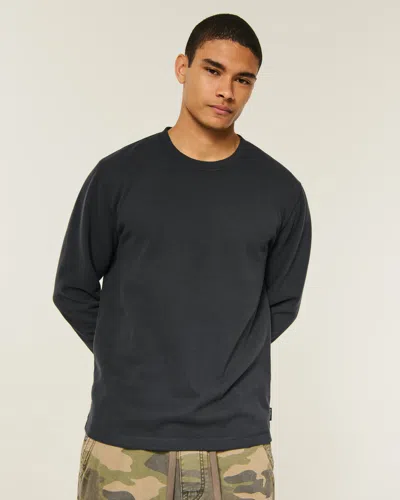 Hollister Long-sleeve Slim Rib Crew T-shirt In Gray