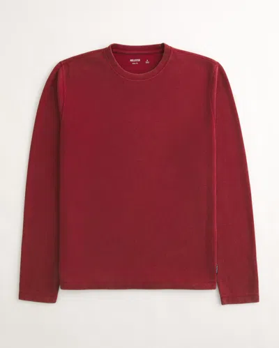 Hollister Long-sleeve Slim Rib Crew T-shirt In Red