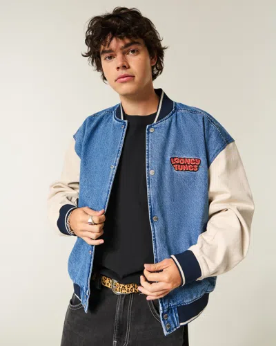 Hollister Looney Tunes Graphic Denim Jacket In Blue
