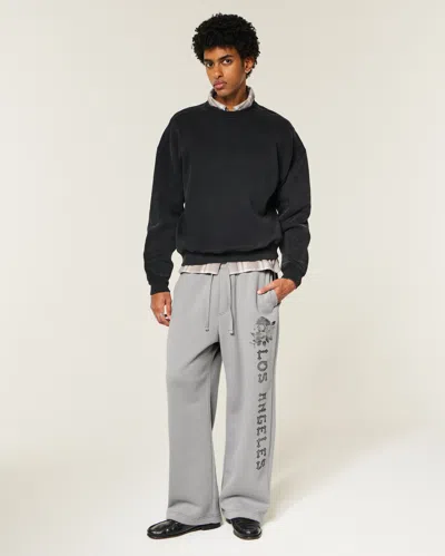 Hollister Los Angeles Graphic Super Baggy Sweatpants In Gray