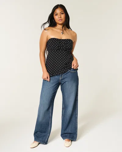 Hollister Low-rise Dark Wash Baggy Jeans In Black