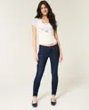 Hollister Low-rise Dark Wash Super Skinny Jeans In Blue