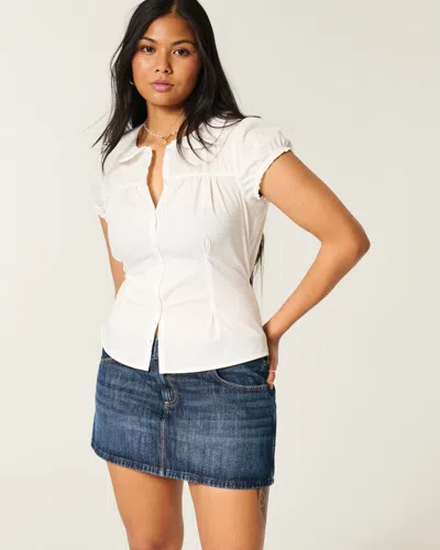 Hollister Low-rise Denim Mini Skort In White