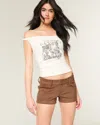 Hollister Low-rise Faux Suede Shortie Shorts In Yellow