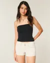 Hollister Low-rise Floral Back Pocket Poplin Shortie Shorts In White